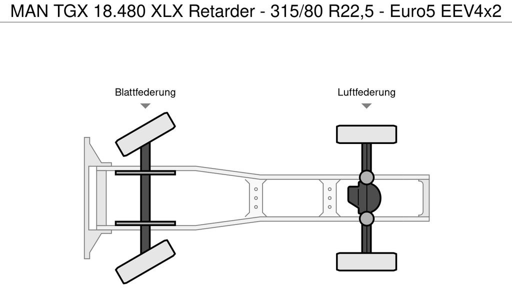 شاحنة جرار MAN TGX 18.480 XLX Retarder - 315/80 R22,5 - Euro5 E: صور 18