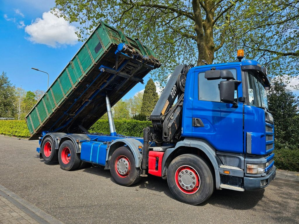 شاحنة كرين, قلابات Scania R 124G 420 8x2 Kran (2006)-Container- Kipper: صور 10